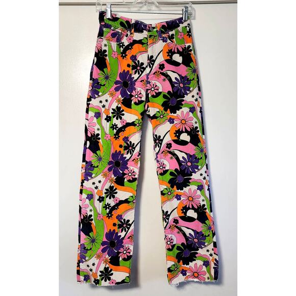 Colorful Floral BDG Jeans, Size 26, Urban Outfitters Vibes, Soft Suede Texture - Picture 1 of 10